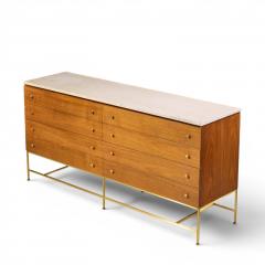 Paul McCobb Paul McCobb for Calvin Irwin Collection Mahogany Brass Travertine Double Dresser - 4616739