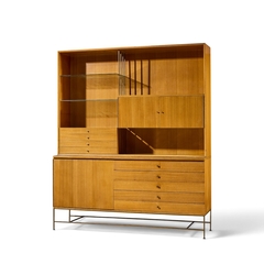 Paul McCobb Paul McCobb for Calvin Irwin Collection Mahogany and Brass Credenza and Hutch - 4719432