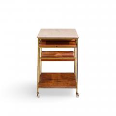 Paul McCobb Paul McCobb for Calvin Irwin Collection Travertine Brass and Mahogany Bar Cart - 4587624