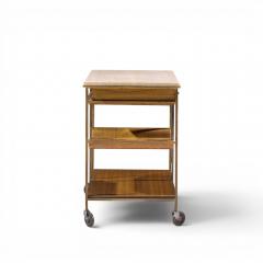 Paul McCobb Paul McCobb for Calvin Irwin Collection Travertine Brass and Mahogany Bar Cart - 4654409