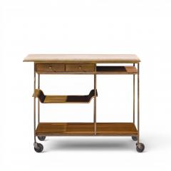 Paul McCobb Paul McCobb for Calvin Irwin Collection Travertine Brass and Mahogany Bar Cart - 4654411