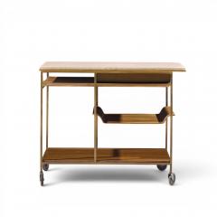 Paul McCobb Paul McCobb for Calvin Irwin Collection Travertine Brass and Mahogany Bar Cart - 4654415