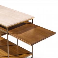 Paul McCobb Paul McCobb for Calvin Irwin Collection Travertine Brass and Mahogany Bar Cart - 4654417