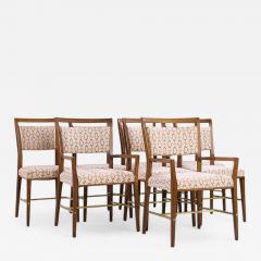 Paul McCobb Paul McCobb for Calvin Irwin Collection Walnut Brass Dining Chairs Set of 8 - 4262854