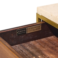 Paul McCobb Paul McCobb for Calvin Irwin Group Mahogany Cane Travertine Nightstand Pair - 4704364