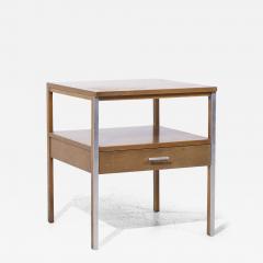 Paul McCobb Paul McCobb for Calvin Linear Mid Century Walnut and Aluminum Nightstand - 4089388