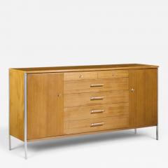 Paul McCobb Paul McCobb for Calvin Linear Mid Century Walnut and Stainless Steel Credenza - 4614176