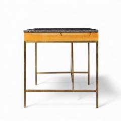 Paul McCobb Paul McCobb for Calvin Mid Century Bleached Mahogany Brass and Marble Top Desk - 4435283