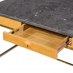 Paul McCobb Paul McCobb for Calvin Mid Century Bleached Mahogany Brass and Marble Top Desk - 4435289