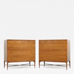 Paul McCobb Paul McCobb for Calvin Mid Century Brass X Base Dresser Chest of Drawers Pair - 3689061