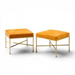 Paul McCobb Paul McCobb for Calvin Mid Century Brass X Base Stools Pair - 4612776