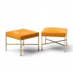Paul McCobb Paul McCobb for Calvin Mid Century Brass X Base Stools Pair - 4612779
