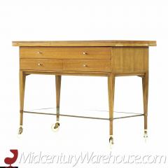 Paul McCobb Paul McCobb for Calvin Mid Century Brass and Mahogany Serving Bar Cart - 3692126