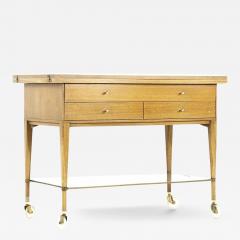 Paul McCobb Paul McCobb for Calvin Mid Century Brass and Mahogany Serving Bar Cart - 3758438