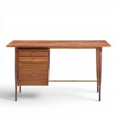 Paul McCobb Paul McCobb for Calvin Mid Century Mahogany and Brass Desk - 4622259