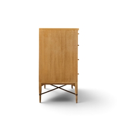 Paul McCobb Paul McCobb for Calvin Mid Century Mahogany and Brass X Base Lowboy Dresser - 4774931