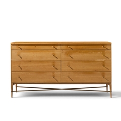 Paul McCobb Paul McCobb for Calvin Mid Century Mahogany and Brass X Base Lowboy Dresser - 4774932