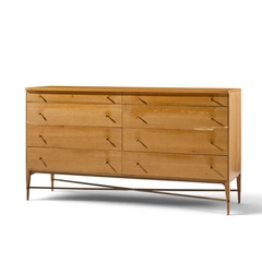 Paul McCobb Paul McCobb for Calvin Mid Century Mahogany and Brass X Base Lowboy Dresser - 4774933