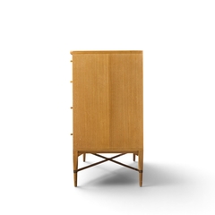 Paul McCobb Paul McCobb for Calvin Mid Century Mahogany and Brass X Base Lowboy Dresser - 4774934