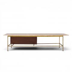 Paul McCobb Paul McCobb for Calvin Mid Century Travertine and Brass Coffee Table - 4650262