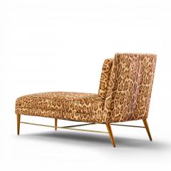 Paul McCobb Paul McCobb for Calvin Mid Century Walnut and Brass Chaise Lounge - 4653185