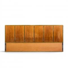Paul McCobb Paul McCobb for Calvin Mid Century Walnut and Brass King Headboard - 4618825