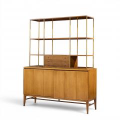 Paul McCobb Paul McCobb for Calvin Walnut and Brass Room Divider Credenza with Hutch - 4642944