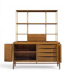 Paul McCobb Paul McCobb for Calvin Walnut and Brass Room Divider Credenza with Hutch - 4642949
