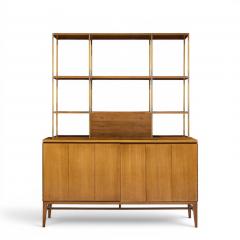 Paul McCobb Paul McCobb for Calvin Walnut and Brass Room Divider Credenza with Hutch - 4643106