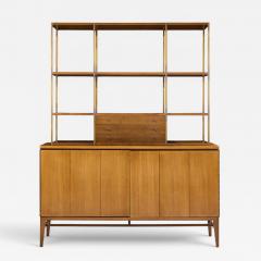 Paul McCobb Paul McCobb for Calvin Walnut and Brass Room Divider Credenza with Hutch - 4643110