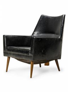 Paul McCobb Paul McCobb for Custom Craft Inc American Black Leather Lounge Armchair - 2789531