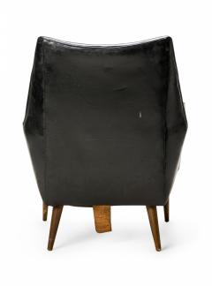 Paul McCobb Paul McCobb for Custom Craft Inc American Black Leather Lounge Armchair - 2789535