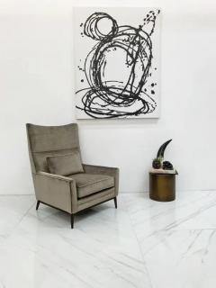 Paul McCobb Paul McCobb for Directional 314 Model High Back Lounge Chair in Grey Velvet - 3175931