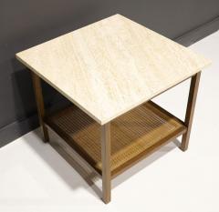Paul McCobb Paul McCobb for Directional Mahogany and Travertine Side or End Table - 2561439