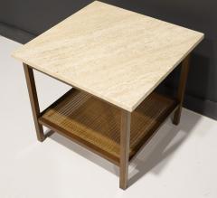 Paul McCobb Paul McCobb for Directional Mahogany and Travertine Side or End Table - 2561441