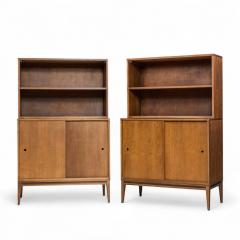 Paul McCobb Paul McCobb for Planner Group Mid Century Sliding Door Cabinet with Hutch Pair - 4413142