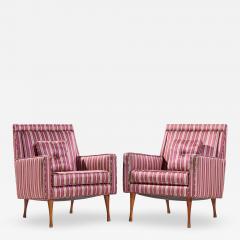 Paul McCobb Paul McCobb for Widdicomb Symmetric Group Mid Century Walnut Lounge Chair Pair - 4504106