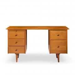 Paul McCobb Paul McCobb for Winchendon Mid Century Maple Double Pedestal Desk with T Pulls - 4550396