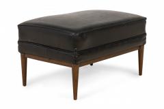 Paul McCobb Paul Mccobb For Directional Rectangular Black Vinyl And Walnut Ottoman - 3169919