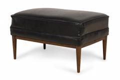 Paul McCobb Paul Mccobb For Directional Rectangular Black Vinyl And Walnut Ottoman - 3169920