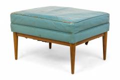 Paul McCobb Paul Mccobb For Directional Rectangular Blue Leather And Walnut Ottoman - 3169895