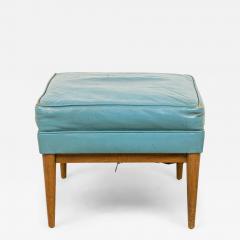 Paul McCobb Paul Mccobb For Directional Rectangular Blue Leather And Walnut Ottoman - 3178138