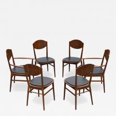 Paul McCobb Rare Set of Six Paul McCobb for Lane Delineator Walnut Black Dining Chairs - 4242042