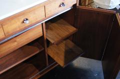 Paul McCobb Walnut Sideboard with White Marble Top and Leather Panels by Paul McCobb - 131823