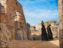 Paul Meyerheim Antique German Orientalist oil painting of an Egyptian temple by Meyerheim - 4085359