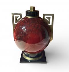 Paul Milet S vres Ceramic Vase with Patinated Metal Mounts by Paul Milet France 1920s - 4496225