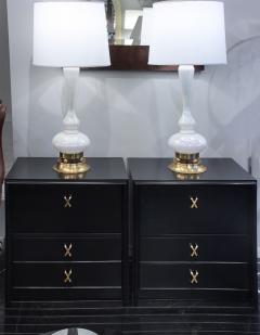 Paul T Frankl Pair of Bedside Tables with Brass X Pulls by Paul Frankl - 180425