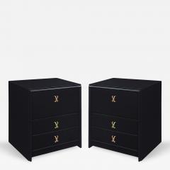 Paul T Frankl Pair of Bedside Tables with Brass X Pulls by Paul Frankl - 180540