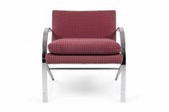 Paul Tuttle Paul Tuttle Arco Chrome and Red Patterned Upholstery Lounge Armchair - 2789474
