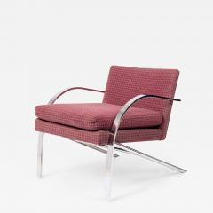 Paul Tuttle Paul Tuttle Arco Chrome and Red Patterned Upholstery Lounge Armchair - 2795086